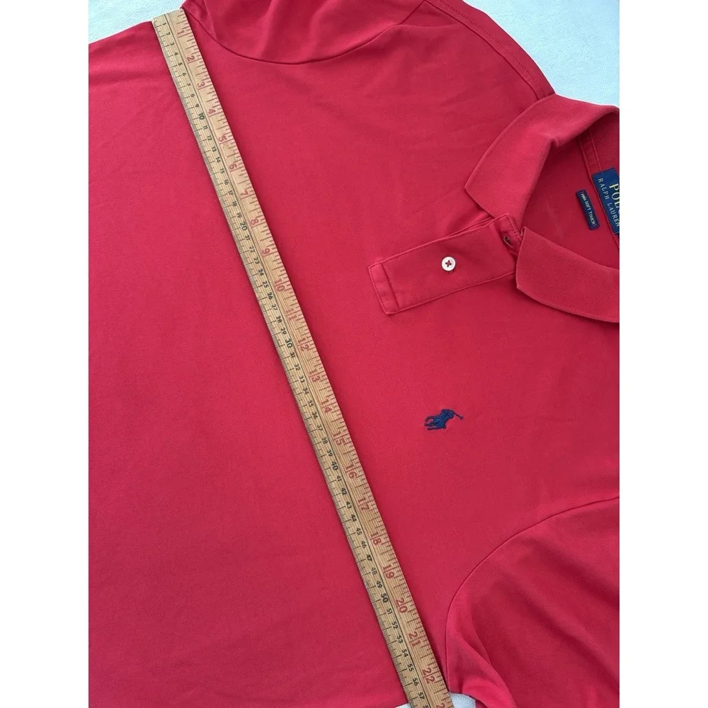 Polo Ralph Lauren Polo Shirt Mens Large Red Pima Soft Touch Short Sleeve